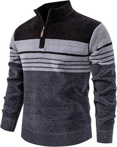 Pull en maille 100 % coton respirant, anti-rides et anti-bouloches pour homme, coupe décontractée, couleur unie, idéal pour l'hiver - Modèle W9592Y - Product Image 1