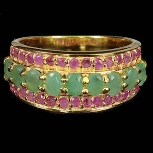 AAA+ Quality 925 Sterling <b>Silver</b> <b>Ring</b> Oval <b>Emerald</b> 4x3mm Ruby Natural Gemstone Jewelry Size 7 Cus-Jew73 - Product Image 1