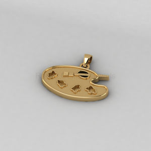 Colgante de Plata de Ley 925 de Alta Calidad con Baño de Oro de 14K, Diseño de Paleta de Pintor, Base para Incrustaciones de 17x33mm, Personalizable, para Guardar Cenizas - Product Image 4