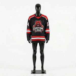 Jersey de Hockey sobre Hielo Personalizado y Transpirable con Nombre y Número del Equipo Sublimados en Poliéster, Cuello en V y Mangas Largas - Product Image 2