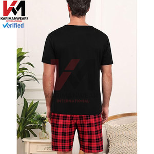 <b>Mens</b> <b>Pyjamas</b> <b>Sets</b> Nightwear PJs with <b>Shorts</b> Soft Cotton Blend Checked Shorty Loungewear <b>Set</b> with Round Neck & <b>Short</b> Sleeve - Product Image 5