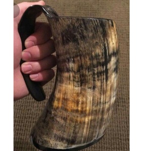 Taza para Beber de Cuerno de Búfalo Natural, Estilo Vikingo, Hecha a Mano, para Cerveza y Sidra - Product Image 1