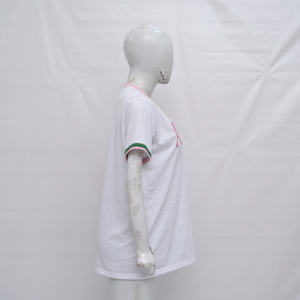 Camiseta Blanca con Cuello en V, Bordado de Cresta, Algodón y Spandex, Transpirable, Logotipo Personalizado, Manga Corta, Casual, Floral/Unicolor, Formal, Verano - Product Image 6