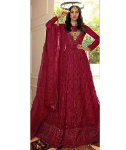 חליפת סלוואר לחתונה בלעדית חדשה תפורה ולא תפורה קולקציית בגדי כלה של שלוואר קאמז הפקיסטני
