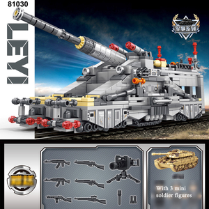 WW2รถ3D กองทัพเยอรมันแบบซุปเปอร์เฮฟวี่ปืนใหญ่ทางรถไฟอาวุธปืนใหญ่รถไฟโมเดลตัวต่อรถถังมินิทหาร - Product Image 5