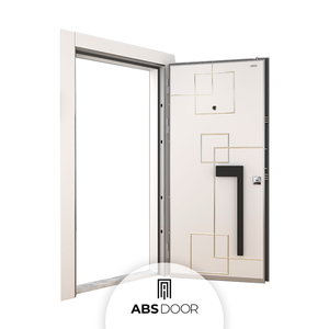 Porte d'entrée intérieure moderne en acier ABSDOOR RIVER, plusieurs options de couleurs, protection contre le vol, isolation thermique et acoustique, poignée en cristal - Product Image 1