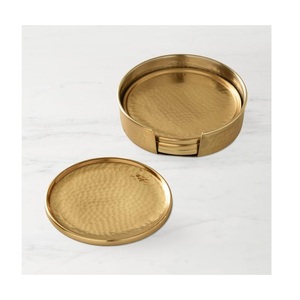 Simple Design Waterproof Silver Gold Aluminium Or Brass Metal Cu or <b>glass</b> <b>Coaster</b> - Product Image 4