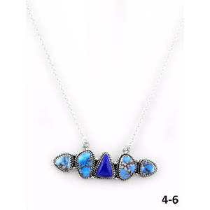 Collier géométrique artisanal Golden Hills du sud-ouest avec lapis-lazuli et argent sterling – Cadeau - Product Image 2