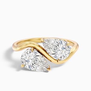 แหวนเพชรทรงลูกแพร์แบบ Big Band ใหม่เอี่ยม ผลิตในห้องปฏิบัติการ ชุบทอง 18K ได้รับการรับรองจาก IGI เครื่องประดับวินเทจสุดอินเทรนด์ ประดับด้วยเพชรแบบอเมริกัน - Product Image 2