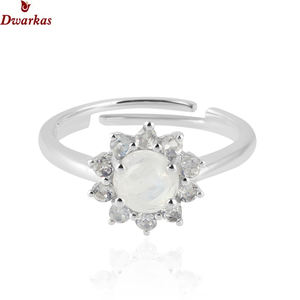 Anillo Ajustable de Plata de Ley 925 con Piedras Preciosas de Alta Calidad, Diseño de Luna Arcoíris con Circonitas, para Mujer, Regalo, Venta al por Mayor - Product Image 2