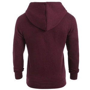 Fourniture directe d'usine hommes hiver fermeture éclair sweats à capuche 100% coton Logo personnalisé respirant poche conception couleur unie - Product Image 3