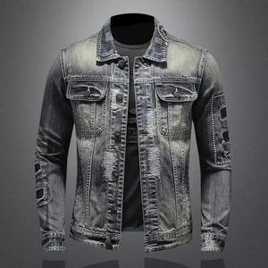 Chaqueta vaquera ajustada estilo retro para hombre, ropa de trabajo para montar en motocicleta, chaqueta informal holgada - Product Image 2