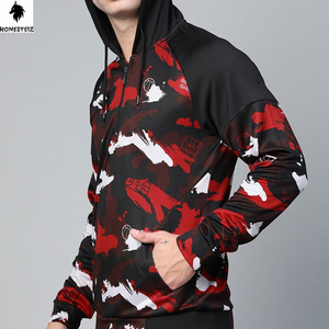 เสื้อสเวตเตอร์ผ้าฝรั่งเศสผ้าคอตตอนหนามีฮู้ดพิมพ์ลายสำหรับผู้ชายวินเทจซักกรด - Product Image 3