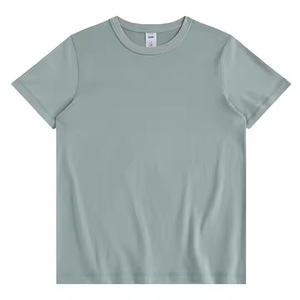 เสื้อยืดพิมพ์โลโก้คุณภาพสูงใช้ได้ทั้งชายและหญิงเสื้อคอกลมแขนสั้นมีสายคล้องไหล่ดีไซน์เรียบ - Product Image 3