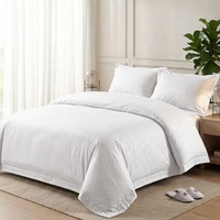 Draps de lit d'hôtel écologiques personnalisés 5 étoiles de luxe 100% coton blanc 40S 1cm rayé 250TC