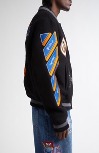 Veste universitaire noire au design esthétique pour hommes, veste de baseball Letterman College, bombardier, veste universitaire chaude pour hommes, vente en gros - Product Image 3