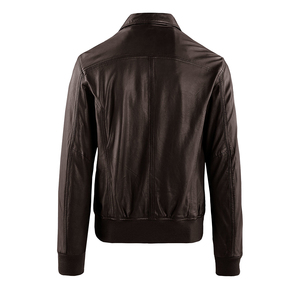 Fabricante personalizado Bomber Hombres Chaqueta de cuero de vaca genuino Vegano Ligero de moda con cremallera Estilo clásico vintage motorista - Product Image 4