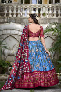 Fashionharbour ดั้งเดิมชิโบริย้อม tussar ไหม lehenga choli ทอหรูหรา zari ราคาเป็นมิตรขายส่งดีล - Product Image 3