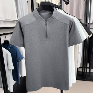 Nueva moda nueva llegada último diseño venta al por mayor pantalones cortos manga hielo seda transpirable primavera Casual moda camisetas para hombres - Product Image 5