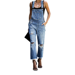 Customized Jumpsuit <b>Suspenders</b> Trousers Multi-pocket Overalls Cargo Pants Double Knee Bib Overall Denim Dungaree for <b>Women</b> - Product Image 4