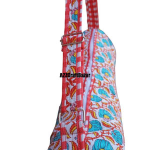 Sac de yoga en coton matelassé imprimé floral bleu fait à la main, support de rangement pour tapis, pliable, grande poche zippée, indien, épaisseur 3 mm - Product Image 6