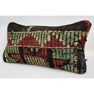 Multicolor Wool Kantha Patchwork Pillow 8x16 Inch Decorative Cushion <b>Vintage</b> Floral Embroidered Print Woven for <b>Bedding</b> Floor - Product Image 3
