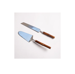 Servidor de pasteles de latón y cuchillo con mango de madera para interiores, de bodas y celebraciones de cumpleaños decoración para fiestas, herramientas para pasteles - Product Image 3