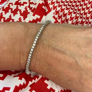 Hermosa pulsera de tenis de oro blanco de 14kt para mujer, joyería de diamantes de moissanita clásica, regalo de boda de gran venta para fiestas - Product Image 4