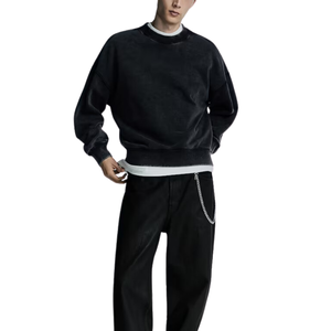 Sudadera de algodón de gran tamaño de alta calidad, sudaderas informales de cuello redondo, ropa ajustada, embalaje personalizado - Product Image 1