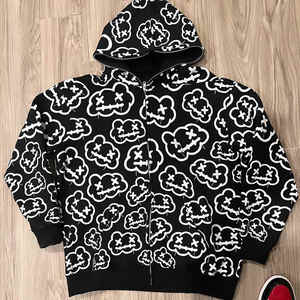 OEM Custom DTG Print All Full Zip Up Hoodie Hiver Surdimensionné 500GSM Heavy Weight French Terry Hoodie - Product Image 1