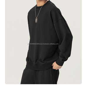 French Terry Wholesale Custom Crewneck Sweatshirts 400gsm Cotton Polyester <b>Blend</b> Oversize Men's Hoodies - Product Image 2