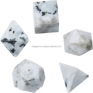 Conjunto de piedra lunar arcoíris de 5 piezas al por mayor Geometría Sagrada sólidos platónicos piedras preciosas meditación Devine energía curativa - Product Image 1