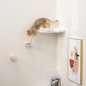 3-in-1 Luxury Modern White <b>Cat</b> Furniture Set Sisal Wood Wall-mounted Climbing Hemp Rope Shelves Perches Includes <b>Scratching</b> <b>Pads</b> - Product Image 4