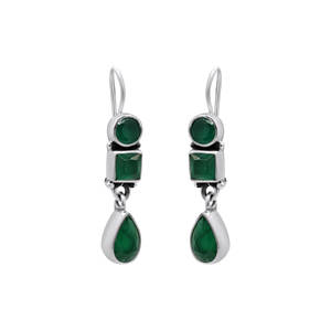 Pendientes colgantes de piedras preciosas de ónix verde Pendientes colgantes de plata hechos a mano de Plata de Ley 925 para venta al por mayor - Product Image 1