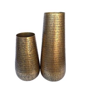 Ensemble de 2 vases à fleurs en aluminium moderne pour la maison et l'hôtel, vase à plantes décoratif, finition antique, design moderne, porte-fleurs en métal - Product Image 4