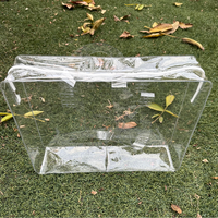 Sac en PVC robuste et imperméable avec soufflets latéraux, fermeture éclair, poignée soudée HF, impression personnalisée, pour exposition, vente en gros, OEM