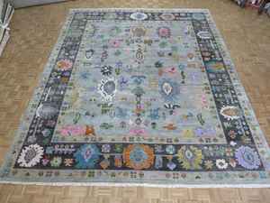 Alfombra Personalizable de Lana Desgastada de Estilo Oushak Abstracto de 5x8, Hecha a Mano, Antideslizante, de Pelo Corto, para Dormitorio, Sala de Estar, en Azul y Beige - Product Image 2