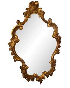 Raro y auténtico espejo barroco veneciano de mediados del siglo XIX, chapado en oro - Product Image 1