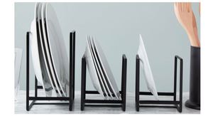 Support d'assiette de table enduit de poudre noire Ensemble de 3 ustensiles de cuisine Support d'assiette de rangement pour fournitures d'hôtel Élégant Durable - Product Image 3