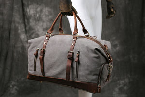 Fourre-tout LCTB-0012 durable en cuir toile sac polochon de voyage polyvalent Weekender nuit Gym affaires fourre-tout transparent caractéristique - Product Image 3