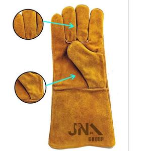Gants de soudage jaune court en cuir de vachette résistant à l'usure isolation thermique gants de travail de soudeur gants de travail en cuir de vachette - Product Image 2
