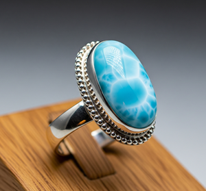 Bague de mode en argent 925 avec larimar, plaquée or rose rhodié, sertie clos, pour femme, idéale pour mariage ou soirée - Product Image 5
