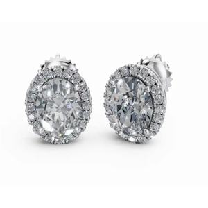 Pendientes de Diamantes Ovalados con Halo de Oro de 18 Quilates de Alta Calidad, Corte Redondo y Ovalado, Joyería Cultivada en Laboratorio, Exportación al por Mayor B2B - Product Image 4