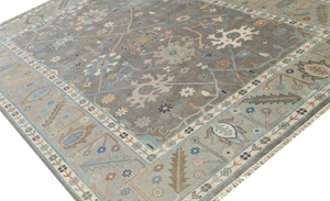 Haute qualité moderne luxe Vintage Oushak tapis fait à la main abstrait laine coupe Pile coton zone tapis épais PET amical écologique - Product Image 5