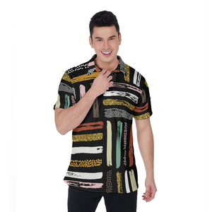 Men's Candy Corn Print <b>Polo</b> <b>Shirt</b> Short Sleeve Casual Breathable Woven Polyester Black <b>Orange</b> Yellow Pattern Design - Product Image 4