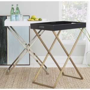 Bandeja exclusiva para servir de metal de primera calidad con soporte plegable ajustable acabado pulido dorado forma y tamaño personalizados al precio de venta - Product Image 4