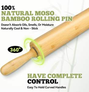 Rodillo de Madera Ecológico para Hornear - Rodillo Largo para Masa con Diseño Floral para Todas las Necesidades de Repostería y para Estirar Masa de Chapati - Product Image 3