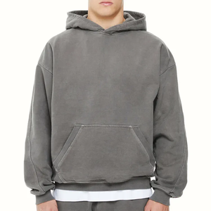 Custom Logo for Double Layer 400gsm <b>Thick</b> <b>Fleece</b> 100% Cotton Pullover Winter High Street Vintage Wash Hoodies - Product Image 6