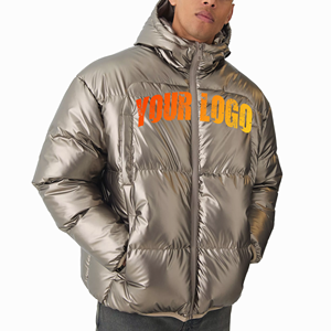 Chaqueta de Plumón Personalizada para Hombre, Diseño de Moda para Invierno, Talla Grande, Color Marrón Brillante - Product Image 4