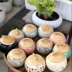 Pot en bambou avec incrustation de nacre, fait à la main au Vietnam, pour souvenirs, vente au détail et cadeaux - Product Image 1